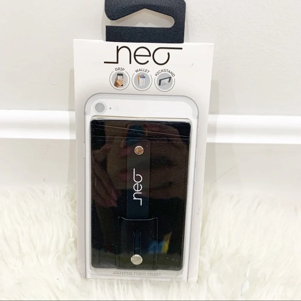 Neo Black universal phone wallet grip stand holder